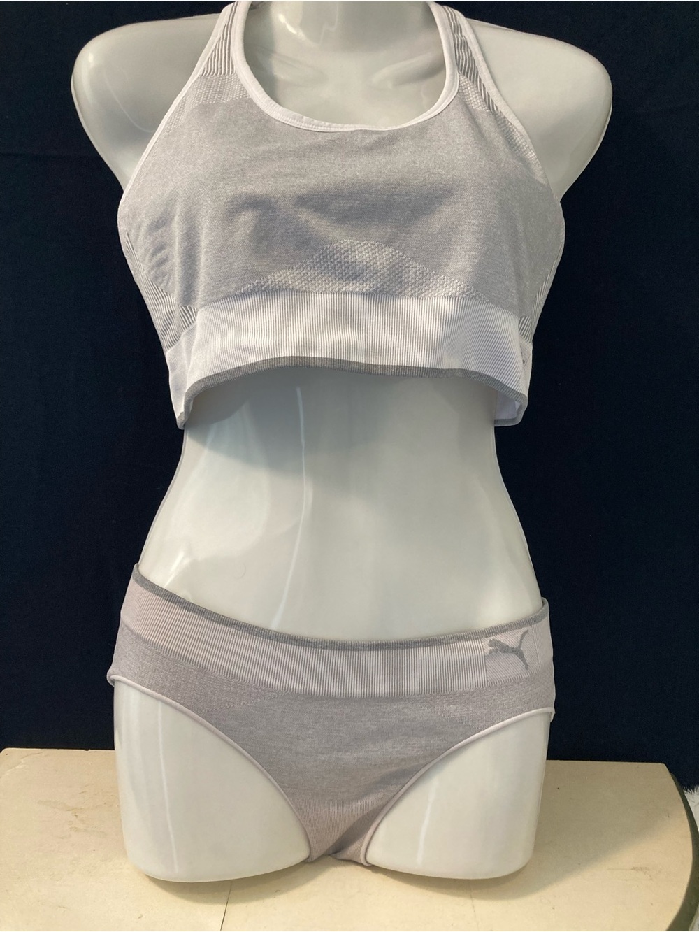 2 pieces Puma Grey Seamless Athleisure Set Sports (top L) briefs (S)